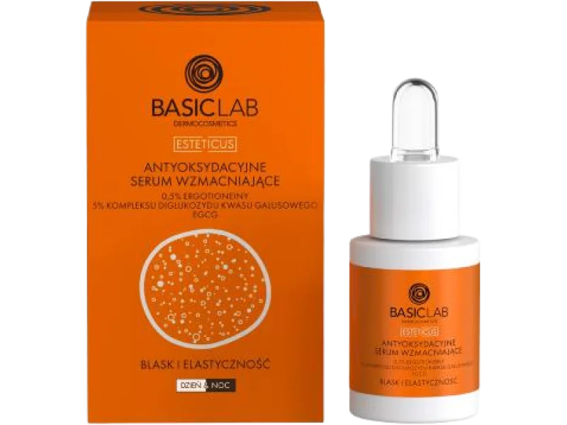BASICLAB Esteticus Antyoksydacyjne serum wzmacniające Blask i Elastyczność, 15 ml