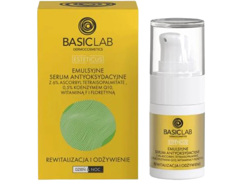 BASICLAB Esteticus Emulsyjne serum antyoksydacyjne Rewitalizacja i Odżywienie, 30 ml