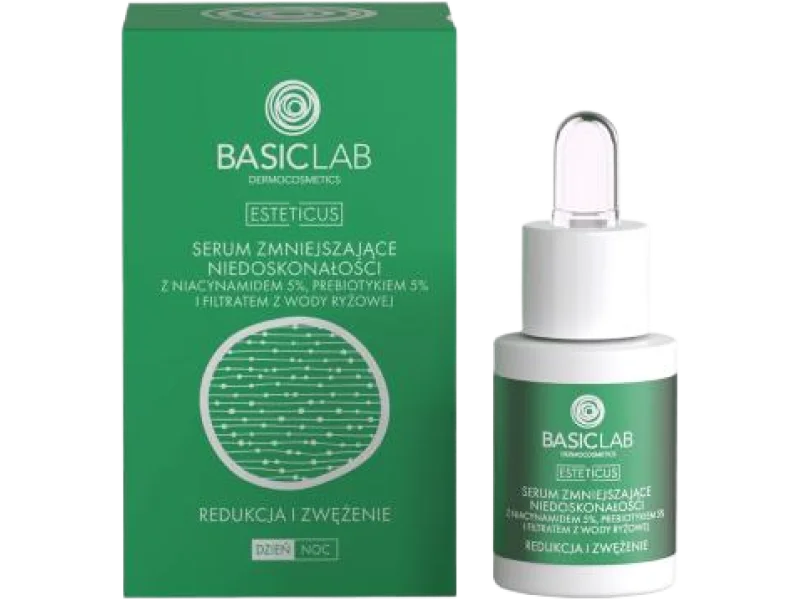 BASICLAB Esteticus Serum zmniejszające niedoskonałości Redukcja i Zwężenie, 15 ml