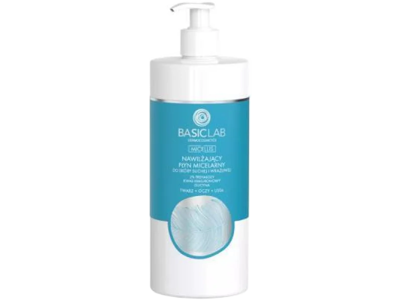 Basiclab Micellis nawilżający płyn micelarny do skóry suchej i wrażliwej, 500 ml