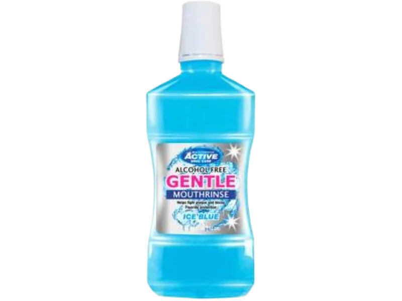 BEAUTY FORMULAS Gentle Mouthrinse Bezalkoholowy płyn do płukania jamy ustnej z fluorem Ice Blue, płyn do jamy ustnej, 500 ml