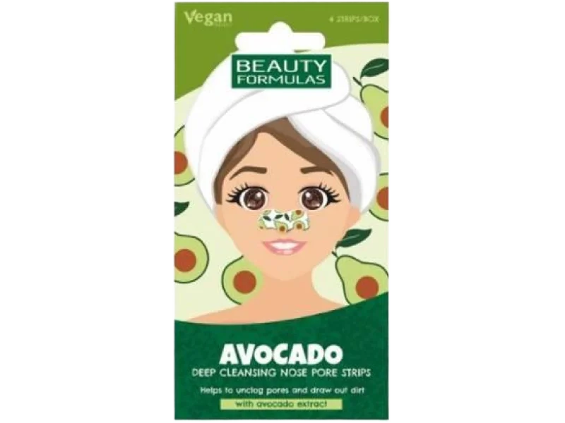 BEAUTY FORMULAS Głęboko oczyszczające paski na nos Awokado, plaster, 6 szt.