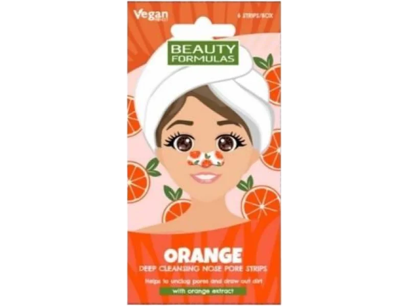 BEAUTY FORMULAS Głęboko oczyszczające paski na nos Pomarańcza, plaster, 6 szt.