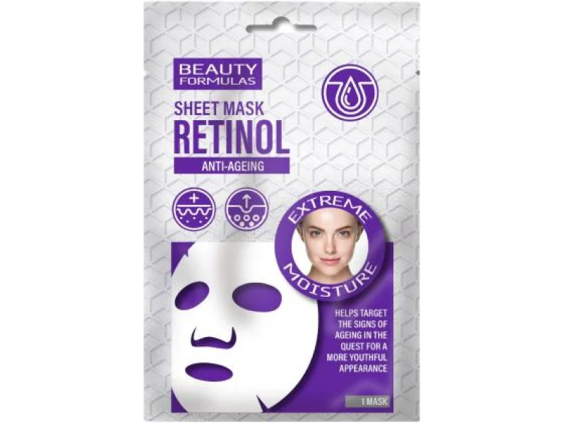 Beauty Formulas, maseczka do twarzy anti-ageing z retinolem, maska, 1 szt.