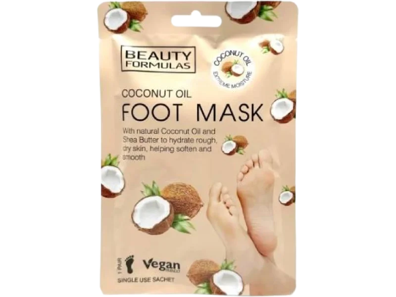 BEAUTY FORMULAS Maska do stóp z olejem kokosowym, 1 szt.