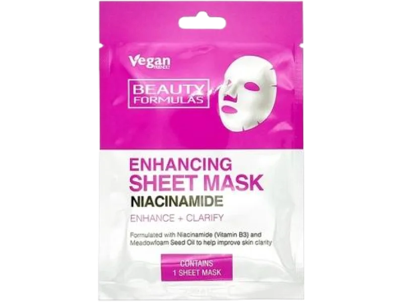 Beauty Formulas, maska do twarzy wzmacniająca z niacynamidem, 1 szt.