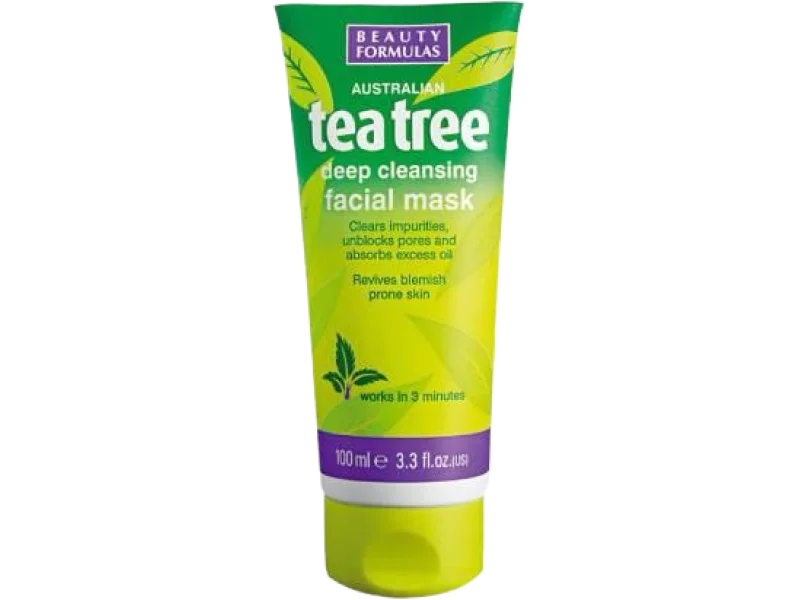 Beauty Formulas Tea Tree Deep Cleansing Facial Mask Oczyszczająca maska glinkowa do twarzy, 100 ml
