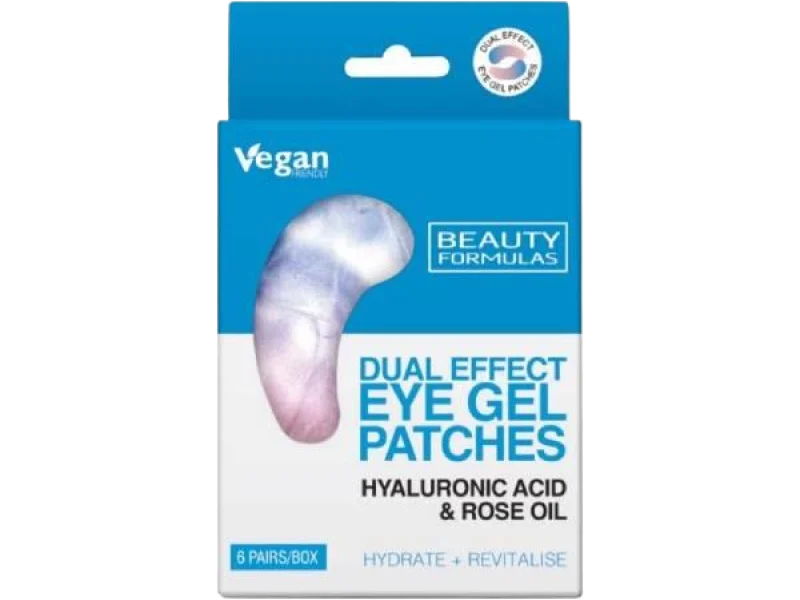 BEAUTY FORMULAS Żelowe płatki pod oczy Kwas hialuronowy i Olej różany, plaster, 6 szt.