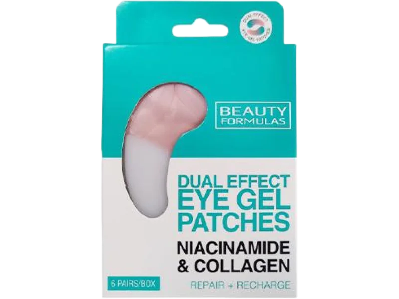 BEAUTY FORMULAS Żelowe płatki pod oczy niacynamid & kolagen, plaster, 6 szt.