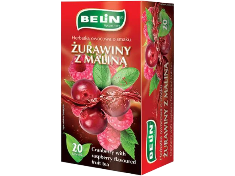 Belin herbatka owocowa, smak żurawiny z maliną, herbata ekspresowa, 20 szt.