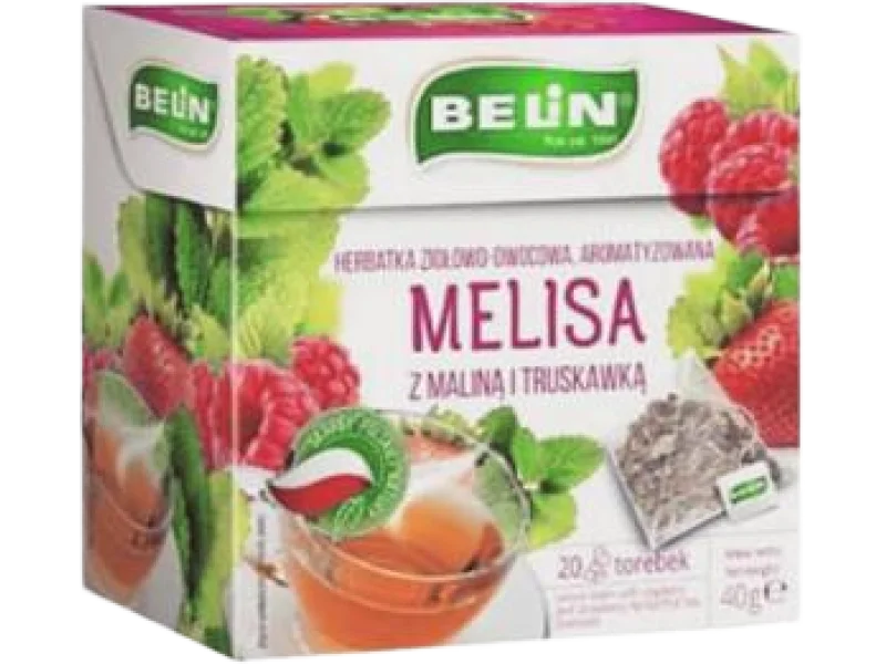 Belin herbatka ziołowo-owocowa melisa z maliną i truskawką, zioła do zaparzania, 20 szt.