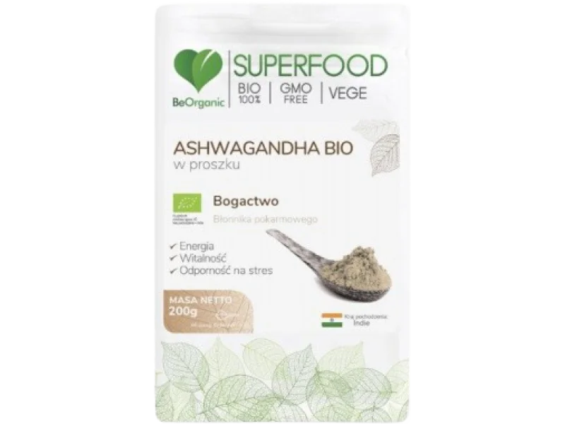 BeOrganic Ashwagandha BIO, proszek, 200 g
