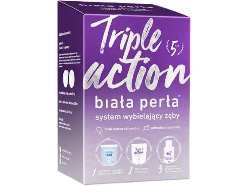 BIAŁA PERŁA Triple Action Zestaw do wybielania zębów w domu, zestaw terapeutyczny, 1 szt.