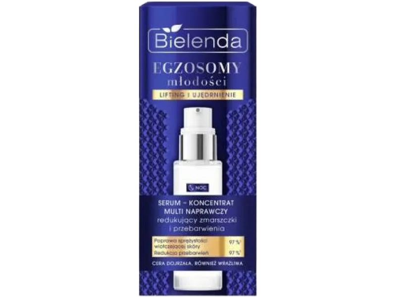 Bielenda Egzosomy Młodości, serum-koncentrat multi naprawczy na noc, redukujący zmarszczki i przebarwienia, 30 ml