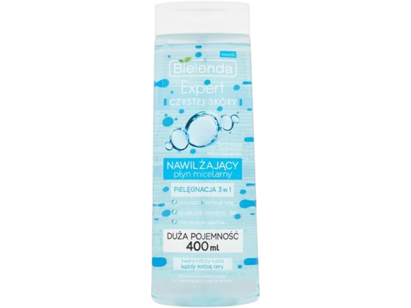 BIELENDA EXPERT CZYSTEJ SKÓRY nawilżający płyn micelarny 3w1, 400 ml
