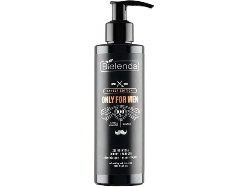 Bielenda Only For Men Barber Edition żel do mycia twarzy i zarostu odświeżająco-oczyszczający, 190 g