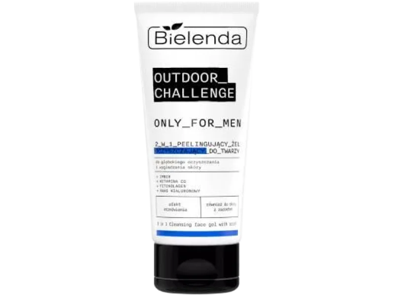 Bielenda Only For Men Outdoor Challenge 2w1, peelingujący żel oczyszczający do twarzy, 150 g