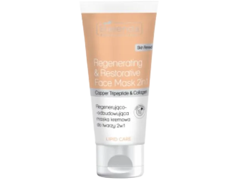 Bielenda Professional, regenerująco-odbudowująca maska kremowa do twarzy 2w1 z tripeptydem miedziowym i kolagenem, 150 ml