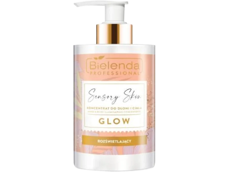 BIELENDA PROFESSIONAL Sensory Skin rozświetlający koncentrat do dłoni i ciała Glow, koncentrat do stosowania na skórę, 300 ml