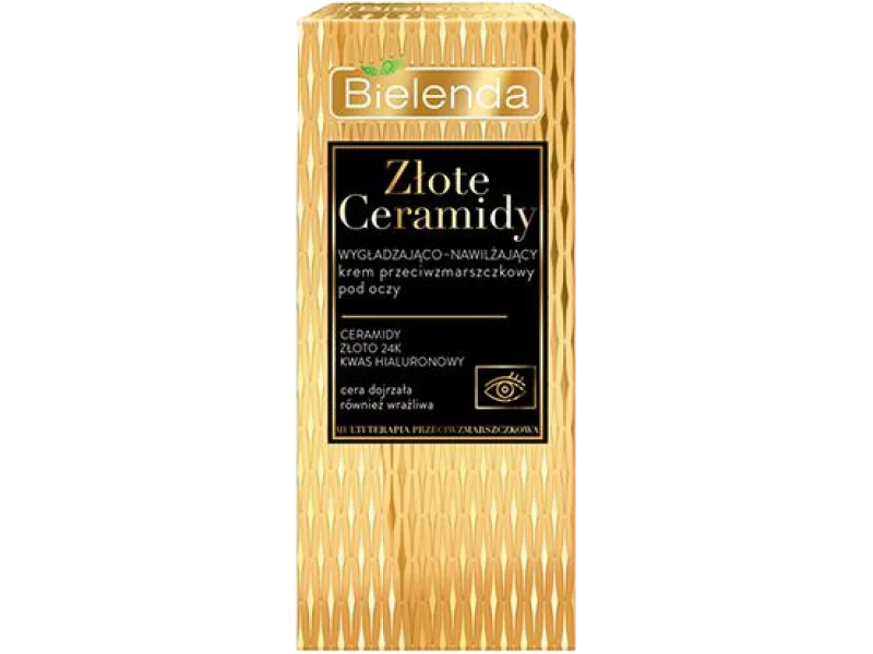 Bielenda Złote ceramidy wygładzająco-nawilżający przeciwzmarszczkowy pod oczy, krem, 15 ml