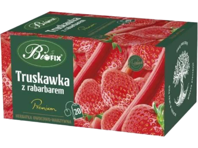 BiFix Herbata owocowa Truskawka z rabarbarem, zioła do zaparzania, 20 g