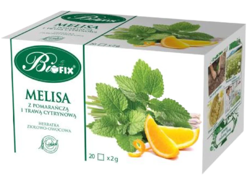 BiFix Herbatka ziołowo-owocowa Melisa z pomarańczą i trawą cytrynową, saszetki, 20 g