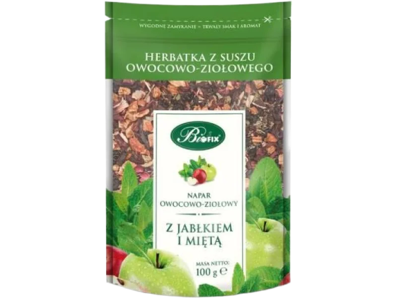 BiFix Napar owocowo-ziołowy z jabłkiem i miętą, zioła do zaparzania, 100 g