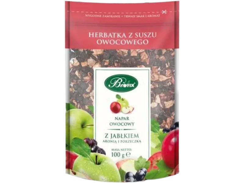 BiFix Napar owocowy z jabłkiem, aronią i porzeczką, zioła do zaparzania, 100 g