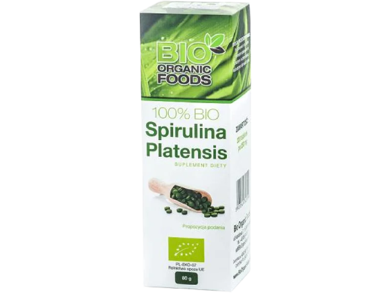 BIO ORGANIC FOODS 100% BIO Spirulina Platensis, tabletki, 250 mg, 80 g