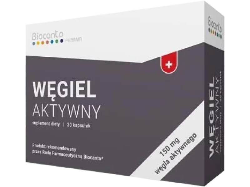 BIOCANTO Węgiel aktywny, kapsułki, 150 mg, 20 kaps.