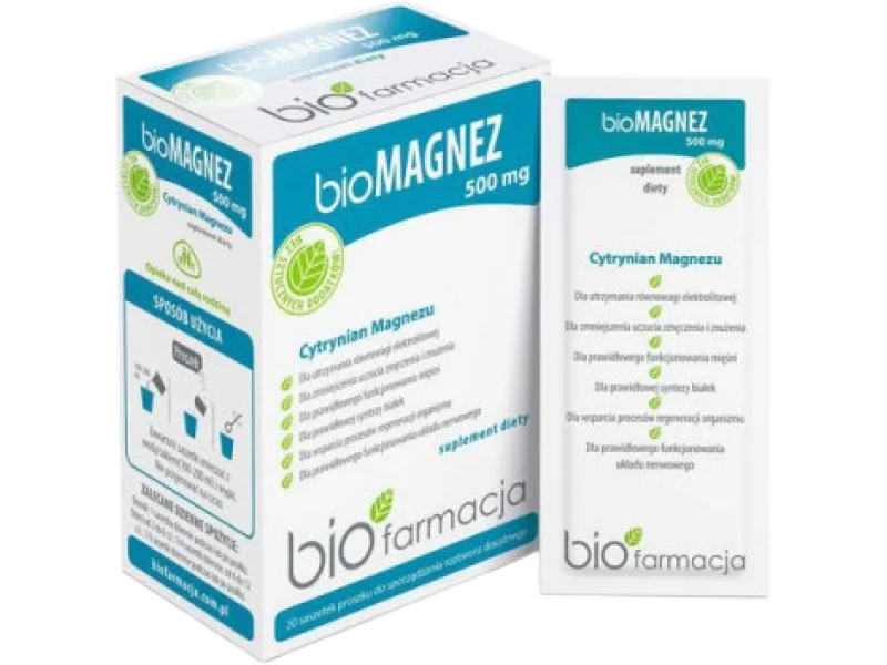 BIOFARMACJA BioMAGNEZ, saszetki, 500 mg, 20 saszetki