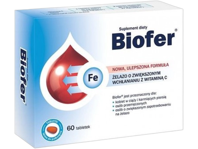 Biofer Folic żelazo z witaminą C, tabletki, 60 tabl.