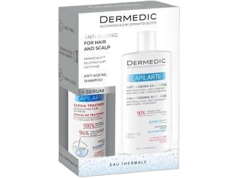 Biogened Dermedic Capilarte serum kuracja stymulująca wzrost włosów dla kobiet i mężczyzn + szampon Anti-Age, serum + szampon, 150 + 300 ml + ml