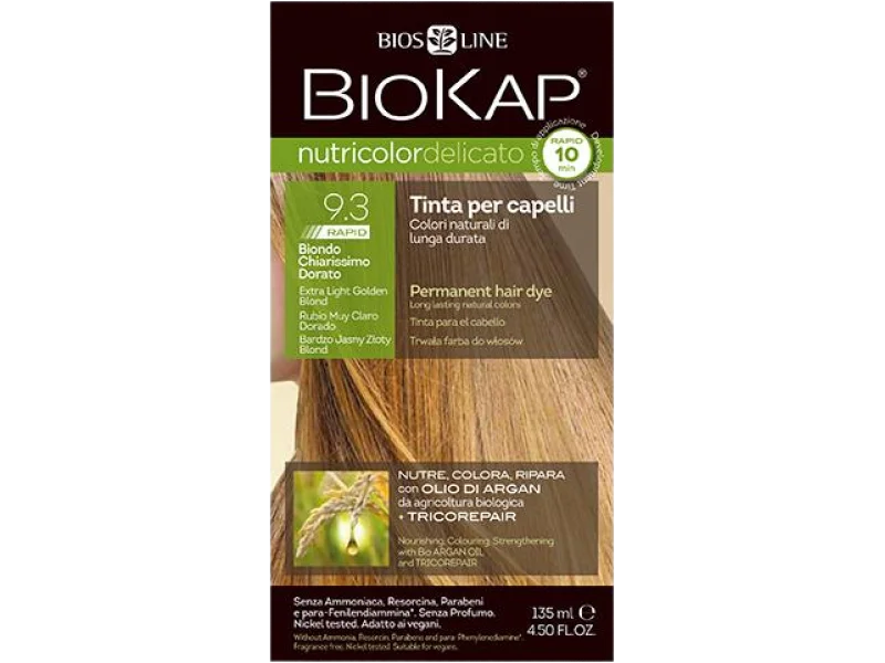 BioKap Nutricolor Delicato, 9.3 bardzo jasny złoty blond, farba, 140 ml