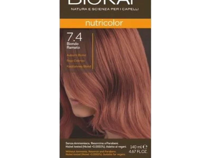 Biokap Nutricolor naturalna farba do włosów 7.4 kasztanowy blond, krem, 140 ml