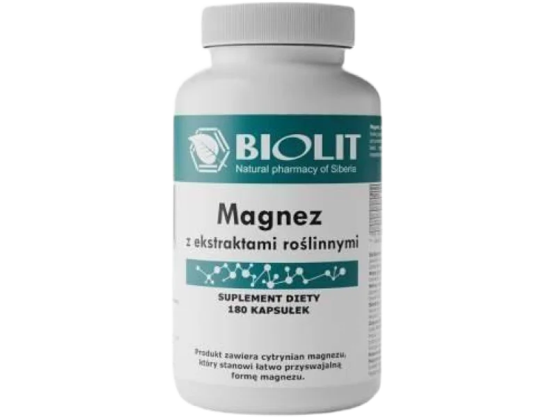 BIOLIT Magnez z ekstraktami roślinnymi, kapsułki, 180 kaps.
