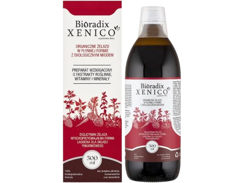 Bioradix Xenico Żelazo w płynie z BIO miodem, 500 ml