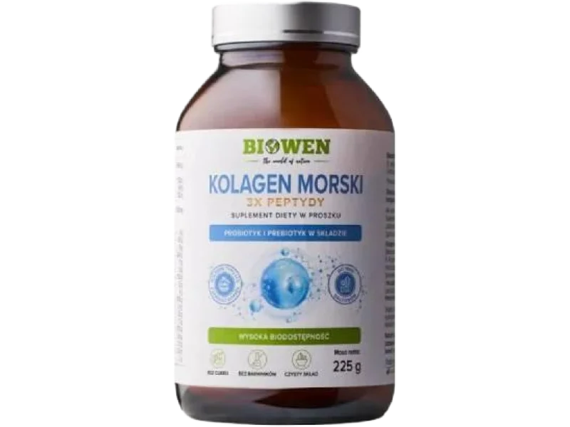 Biowen Kolagen morski typu I i III z dzikiego dorsza, proszek, 225 g