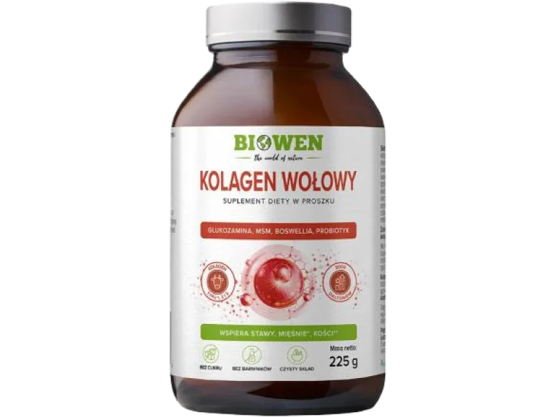 Biowen Kolagen wołowy typu I, II, III, proszek, 225 g