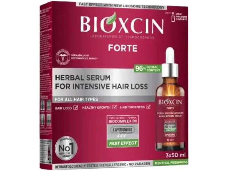 Bioxcin Forte, serum ziołowe przeciw intensywnemu wypadaniu włosów, 150 ml
