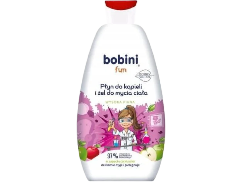 BOBINI FUN Płyn do kąpieli i żel do mycia ciała o zapachu jabłuszka, 500 ml