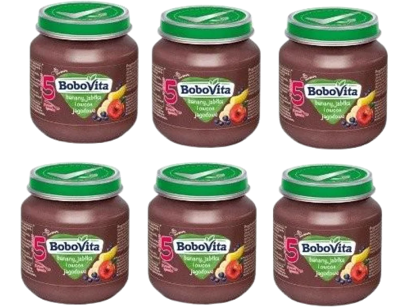 BoboVita Jabłka banany i owoce jagodowe po 5 miesiącu, deser, 125 g