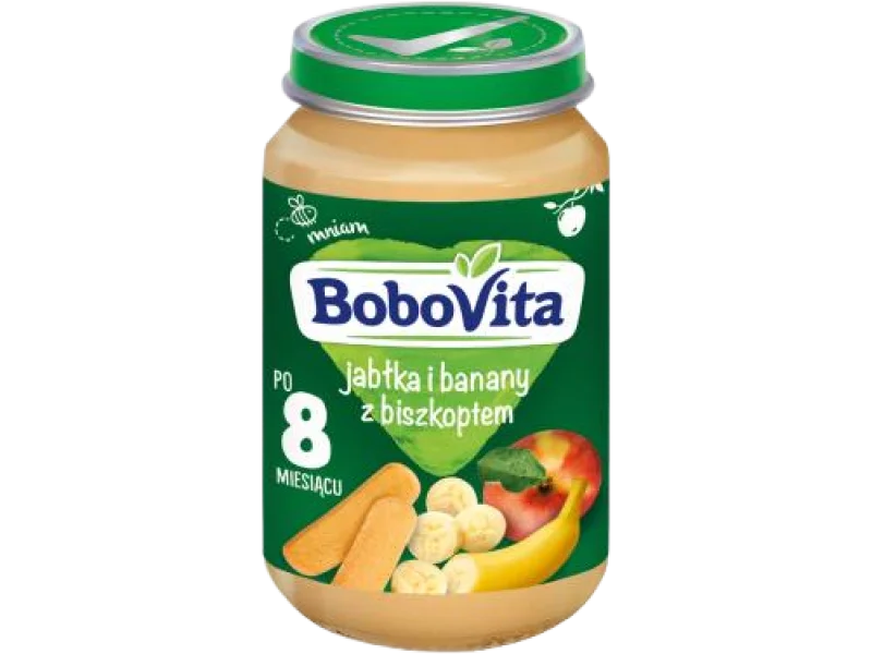 BoboVita jabłka banany z biszkoptem i nutką pomarańczy po 8 miesiącu, mus, 190 g