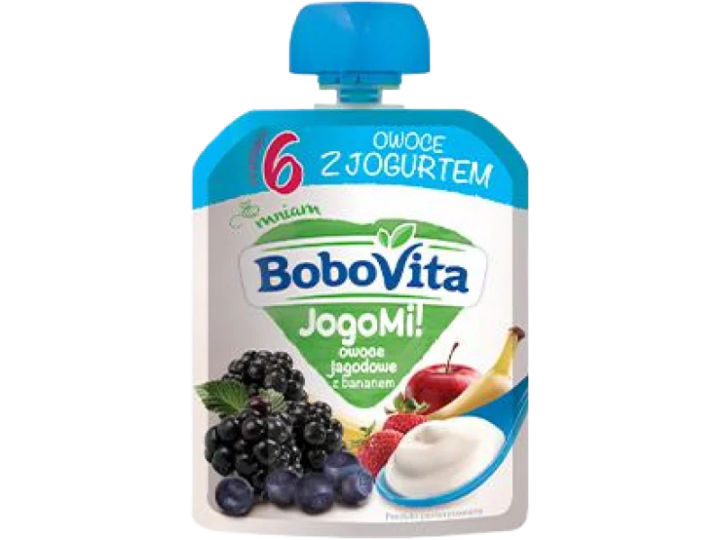 BoboVita JogoMi! owoce jagodowe z bananem, mus, 80 g