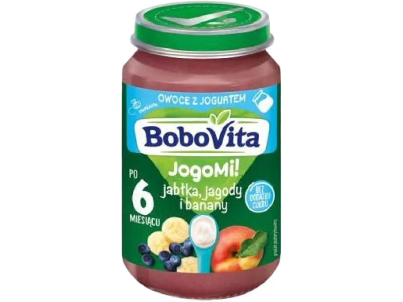 BOBOVITA JogoMi! Owoce z jogurtem jabłka, jagody i banany, deser, 190 g