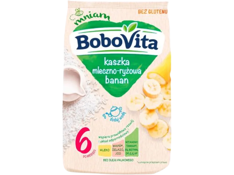 BoboVita Kaszka mleczno-ryżowa banan po 6. miesiącu, proszek, 230 g