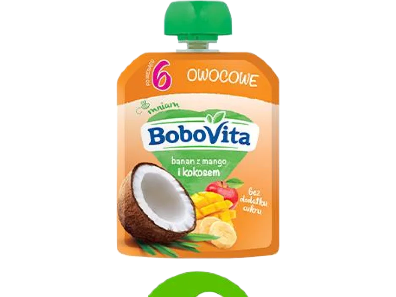 BoboVita Mus banan z mango i mleko kokosowe, 80 g