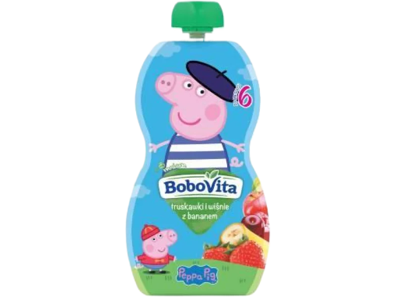 BOBOVITA Świnka Peppa mus truskawka, wiśnia, banan, 100 g