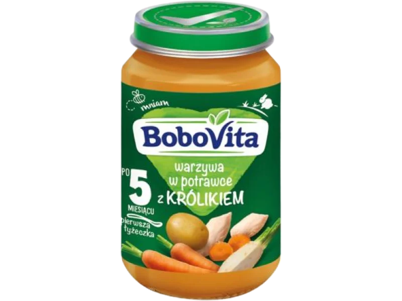BoboVita Warzywa w potrawce z królikiem, obiadek, 190 g