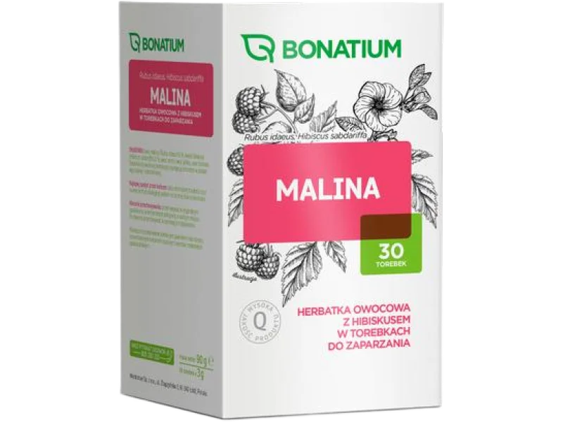 Bonatium Malina Herbatka owocowa z hibiskusem, zioła do zaparzania, 30 sasz.